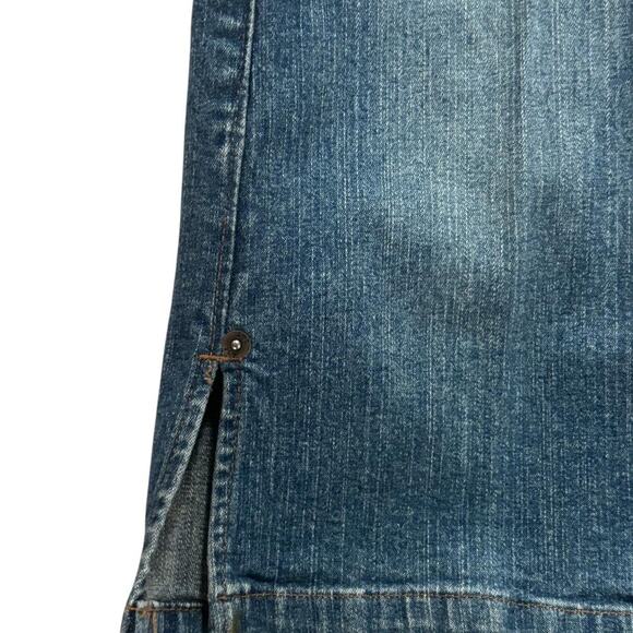 Lee Denim Capri High-Waisted Blue Jeans with Side Slits, Casual Stretch Fit - Picture 5 of 8